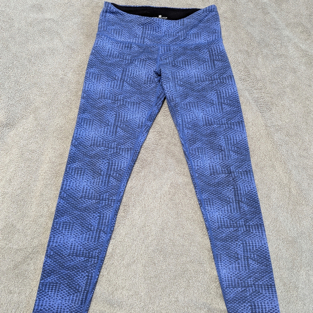 Tuff Athletics Women's Blue Geometric Polka-Dot Leggings, Small